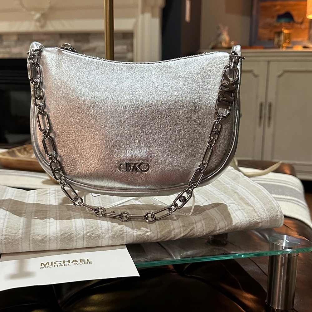MICHAEL Michael Kors Kendall Small Bracelet Bag in Metallic Silver EUC, Like New